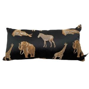 Newport Safari Animal Print Down Feather Rectangle Throw Pillow Black / Gold